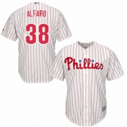 Youth Majestic Philadelphia Phillies 38 Jorge Alfaro Replica WhiteRed Strip Home Cool Base MLB Jersey 