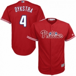 Youth Majestic Philadelphia Phillies 4 Lenny Dykstra Replica Red Alternate Cool Base MLB Jersey 