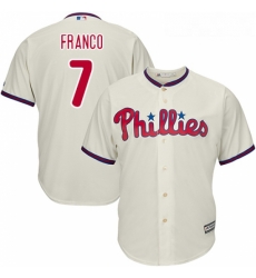 Youth Majestic Philadelphia Phillies 7 Maikel Franco Replica Cream Alternate Cool Base MLB Jersey