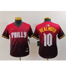 Youth Philadelphia Phillies 10 J T  Realmuto Red 2024 City Connect Limited Stitched Baseball Jersey