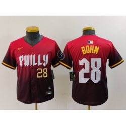 Youth Philadelphia Phillies 28 Alec Bohm Red 2024 City Connect Limited Stitched Baseball Jersey 2