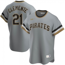 Men Pittsburgh Pirates 21 Roberto Clemente Nike Road Cooperstown Collection Player MLB Jersey Gray