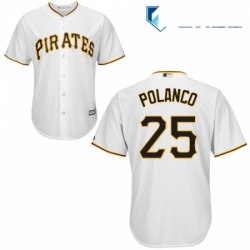 Mens Majestic Pittsburgh Pirates 25 Gregory Polanco Replica White Home Cool Base MLB Jersey