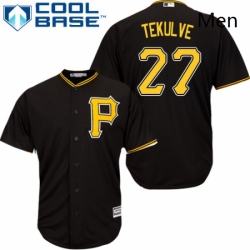 Mens Majestic Pittsburgh Pirates 27 Kent Tekulve Replica Black Alternate Cool Base MLB Jersey