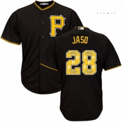 Mens Majestic Pittsburgh Pirates 28 John Jaso Authentic Black Team Logo Fashion Cool Base MLB Jersey