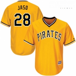 Mens Majestic Pittsburgh Pirates 28 John Jaso Replica Gold Alternate Cool Base MLB Jersey