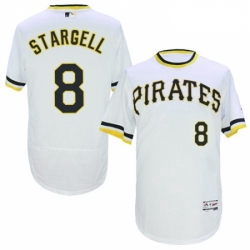 Mens Majestic Pittsburgh Pirates 8 Willie Stargell White Flexbase Authentic Collection Cooperstown MLB Jersey