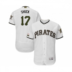 Mens Pittsburgh Pirates 17 JB Shuck White Alternate Authentic Collection Flex Base Baseball Jersey