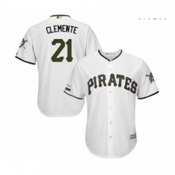 Mens Pittsburgh Pirates 21 Roberto Clemente Replica White Alternate Cool Base Baseball Jersey