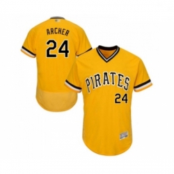 Mens Pittsburgh Pirates 24 Chris Archer Gold Alternate Flex Base Authentic Collection Baseball Jersey