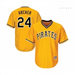 Mens Pittsburgh Pirates 24 Chris Archer Replica Gold Alternate Cool Base Baseball Jersey 