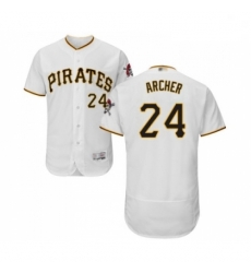 Mens Pittsburgh Pirates 24 Chris Archer White Home Flex Base Authentic Collection Baseball Jersey