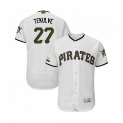 Mens Pittsburgh Pirates 27 Kent Tekulve White Alternate Authentic Collection Flex Base Baseball Jersey