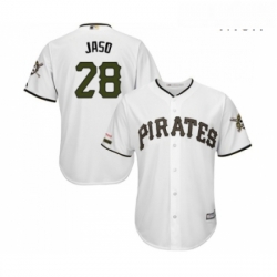 Mens Pittsburgh Pirates 28 John Jaso Replica White Alternate Cool Base Baseball Jersey