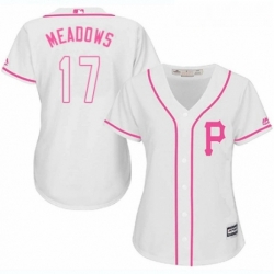 Womens Majestic Pittsburgh Pirates 17 Austin Meadows Authentic White Fashion Cool Base MLB Jersey 