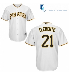 Womens Majestic Pittsburgh Pirates 21 Roberto Clemente Replica White Home Cool Base MLB Jersey