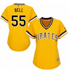 Womens Majestic Pittsburgh Pirates 55 Josh Bell Replica Gold Alternate Cool Base MLB Jersey 