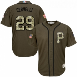 Youth Majestic Pittsburgh Pirates 29 Francisco Cervelli Replica Green Salute to Service MLB Jersey