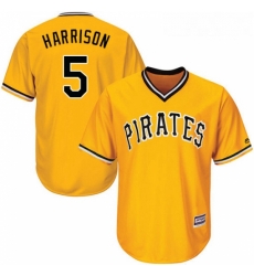 Youth Majestic Pittsburgh Pirates 5 Josh Harrison Replica Gold Alternate Cool Base MLB Jersey