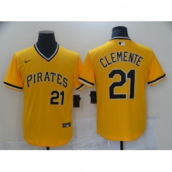 Youth Nike Pittsburgh Pirates #21 Roberto Clemente Gold Showtime Authentic Jersey