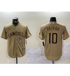 Men San Diego Padres 10 Jurickson Profar Tan Cool Base Stitched Baseball Jersey 3