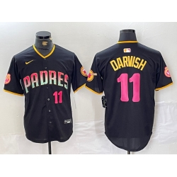 Men San Diego Padres 11 Yu Darvish Black Cool Base Stitched Baseball Jersey 1