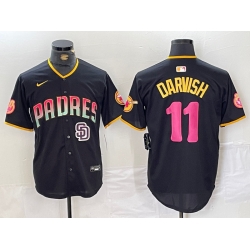 Men San Diego Padres 11 Yu Darvish Black Cool Base Stitched Baseball Jersey 2