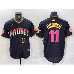 Men San Diego Padres 11 Yu Darvish Black Cool Base Stitched Baseball Jersey 3