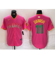 Men San Diego Padres 11 Yu Darvish Pink Cool Base Stitched Baseball Jersey