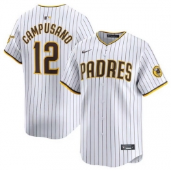 Men San Diego Padres 12 Luis Campusano White 2024 Home Limited Stitched Baseball Jersey