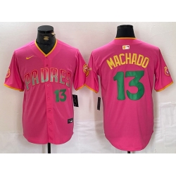 Men San Diego Padres 13 Manny Machado Pink Cool Base Stitched Baseball Jersey 2