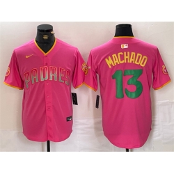 Men San Diego Padres 13 Manny Machado Pink Cool Base Stitched Baseball Jersey