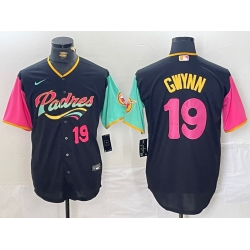 Men San Diego Padres 19 Tony Gwynn Black City Connect Cool Base Stitched Baseball Jersey 9