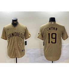 Men San Diego Padres  19 Tony Gwynn Tan Cool Base Stitched Baseball Jersey 2