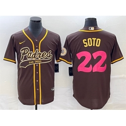 Men San Diego Padres 22 Juan Soto Brown Cool Base Stitched Baseball Jersey