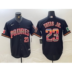 Men San Diego Padres 23 Fernando Tatis Jr  Mexico Black Cool Base Stitched Baseball jerseys
