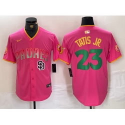 Men San Diego Padres 23 Fernando Tatis Jr  Pink Cool Base Stitched Baseball Jersey 3