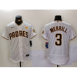 Men San Diego Padres 3 Jackson Merrill white Cool Base Stitched Baseball Jersey 003