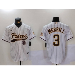 Men San Diego Padres 3 Jackson Merrill white Cool Base Stitched Baseball Jersey 014