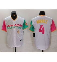 Men San Diego Padres 4 Luis Arraez White City Connect Cool Base Stitched Baseball Jersey 2