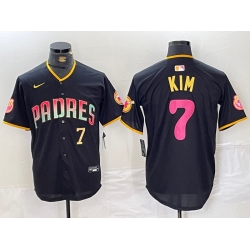 Men San Diego Padres 7 Ha Seong Kim Black Cool Base Stitched Baseball Jersey 1