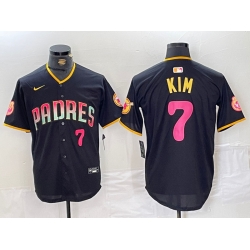 Men San Diego Padres 7 Ha Seong Kim Black Cool Base Stitched Baseball Jersey 3