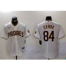 Men San Diego Padres 84 Dylan Cease White Patch Cool Base Stitched