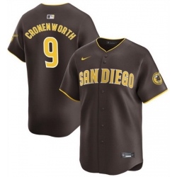 Men San Diego Padres 9 Jake Cronenworth Brown 2024 Away Limited Stitched Baseball Jersey