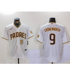 Men San Diego Padres 9 Jake Cronenworth White Cool Base Stitched Baseball Jersey