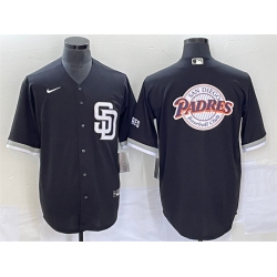 Men San Diego Padres Black Team Big Logo Cool Base Stitched Baseball Jersey