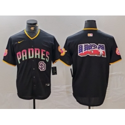 Men San Diego Padres Black Team Big Logo Cool Base Stitched Baseball JerseyS 1
