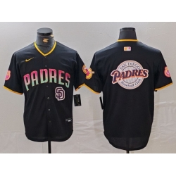 Men San Diego Padres Black Team Big Logo Cool Base Stitched Baseball JerseyS 2