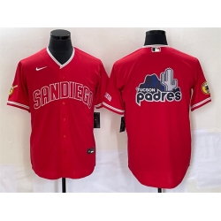 Men San Diego Padres Red Team Big Logo Cool Base With Patch Stitched Baseball Jerseys