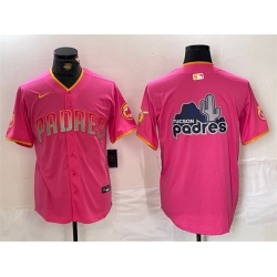 Men San Diego Padres Team Big Logo Pink Cool Base Stitched Baseball Jersey 1